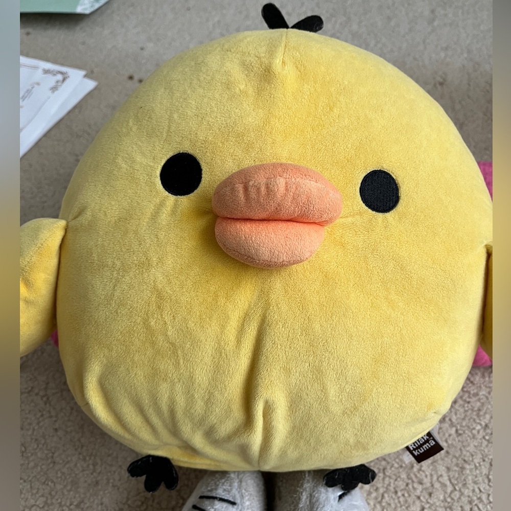 rilak kuma yellow chick duck stuffed animal bought from pika pika